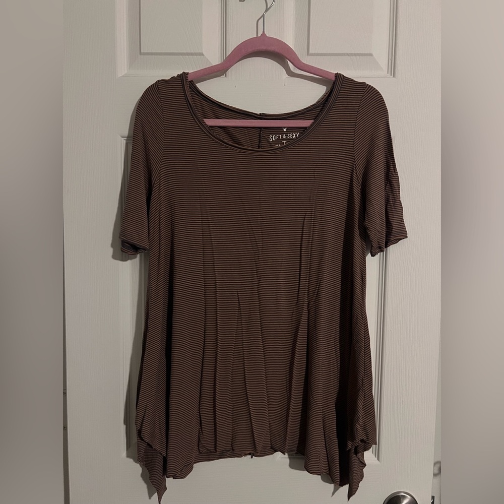 American Eagle Brown Striped Women's Top